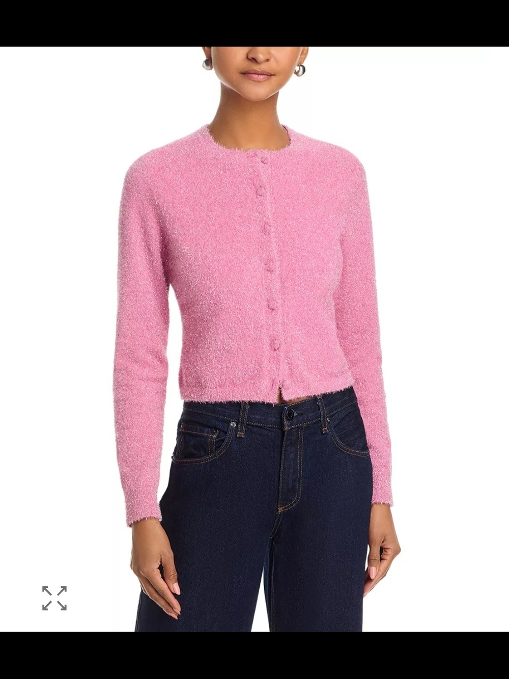 French Connection Pink Tinsel Button-Front Cardigan